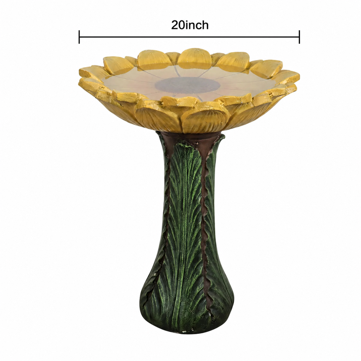 Concrete Sunflower Bird Bath Sculpted Basin 24.4 Inch