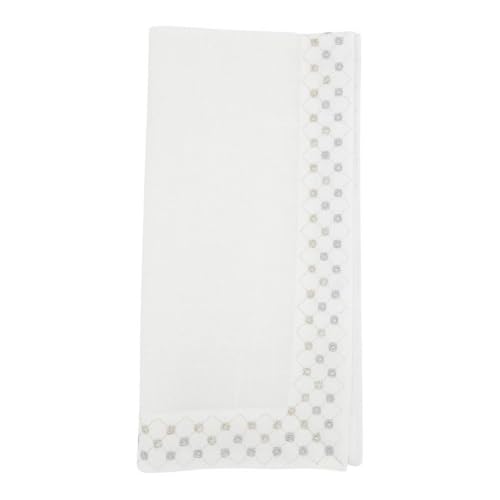 Fennco Styles Shimmering Weave Metallic Lattice Table Runner 16" W X 72" L - White Elegant Table Cover for Home Décor, Holidays, Weddings, Banquets and Special Events