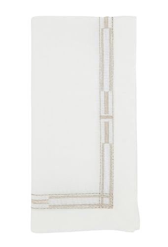 Fennco Styles Gold Embroidered Border Tablecloth 65" W x 90" L - Metallic Design Table Cover for Home Décor, Everyday Use, Christmas, Banquets and Special Events