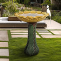 Concrete Sunflower Bird Bath Sculpted Basin 24.4 Inch