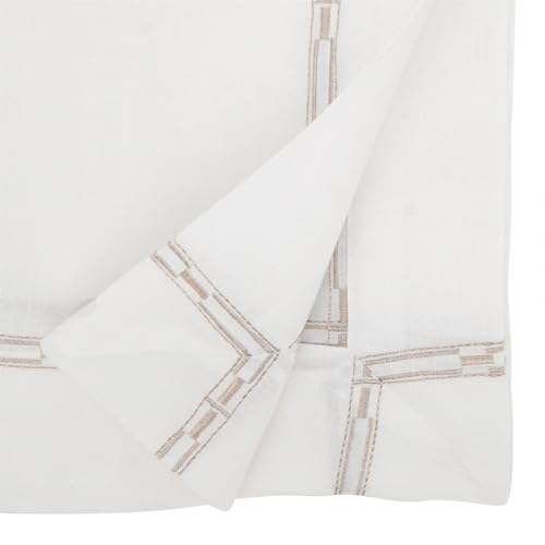 Fennco Styles Gold Embroidered Border Tablecloth 65" W x 90" L - Metallic Design Table Cover for Home Décor, Everyday Use, Christmas, Banquets and Special Events