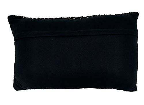 Fennco Styles Unique Chindi Design 100% Cotton Decorative Throw Pillow - Black Accent Pillow for Home, Couch, Living Room and Office Décor