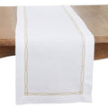 Fennco Styles Gold Embroidered Border Tablecloth 65" W x 90" L - Metallic Design Table Cover for Home Décor, Everyday Use, Christmas, Banquets and Special Events