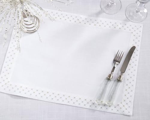 Fennco Styles Shimmering Weave Metallic Lattice Table Runner 16" W X 72" L - White Elegant Table Cover for Home Décor, Holidays, Weddings, Banquets and Special Events