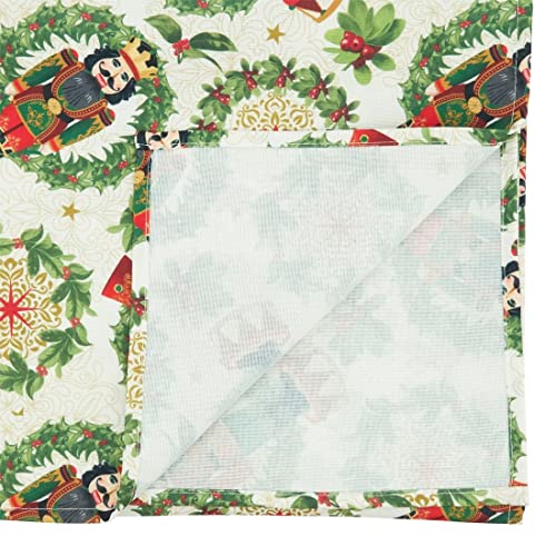 Fennco Styles Nutcracker Holiday Table Runner 16" W X 70" L - Red & Green Festive Table Cover for Christmas Décor, Dining Room, Banquet, Family Gathering and Special Events