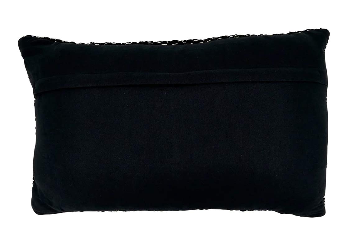 Fennco Styles Unique Chindi Design 100% Cotton Decorative Throw Pillow - Black Accent Pillow for Home, Couch, Living Room and Office Décor