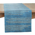 Fennco Styles Silver Foil Print Dash Line Table Runner 16" W x 72" L - 100% Cotton Woven Table Cover for Home Décor, Everyday Use, Banquets, Holidays, Family Gatherings and Special Occasion