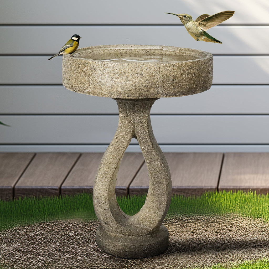 Concrete Contemporary Bird Bath Open Loop 21.8 Inch
