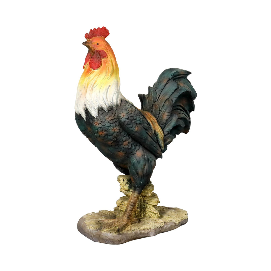 Concrete Rooster Statue Hand Painted Farmhouse 22 In