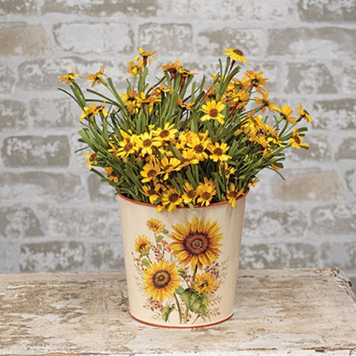 Fall Sunflowers & Berries Metal Bucket Container