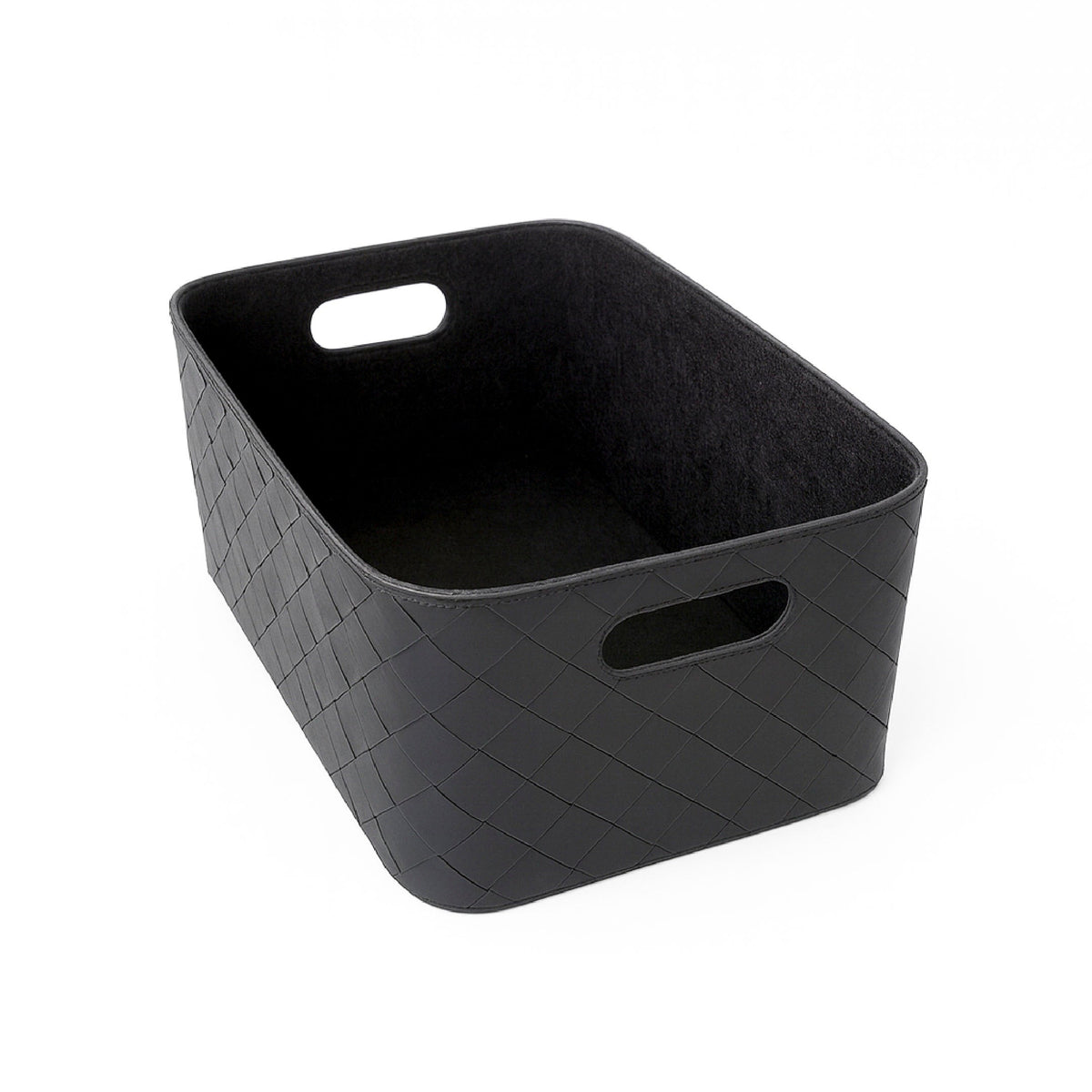 Leather Woven Bin (Black)