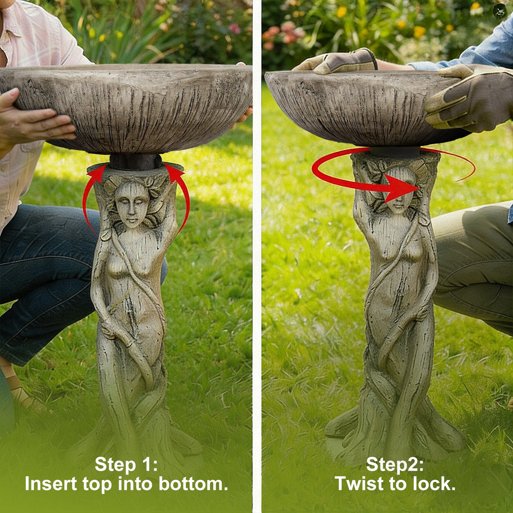 Concrete Bird Bath Statue Classical Goddess 25 Inch