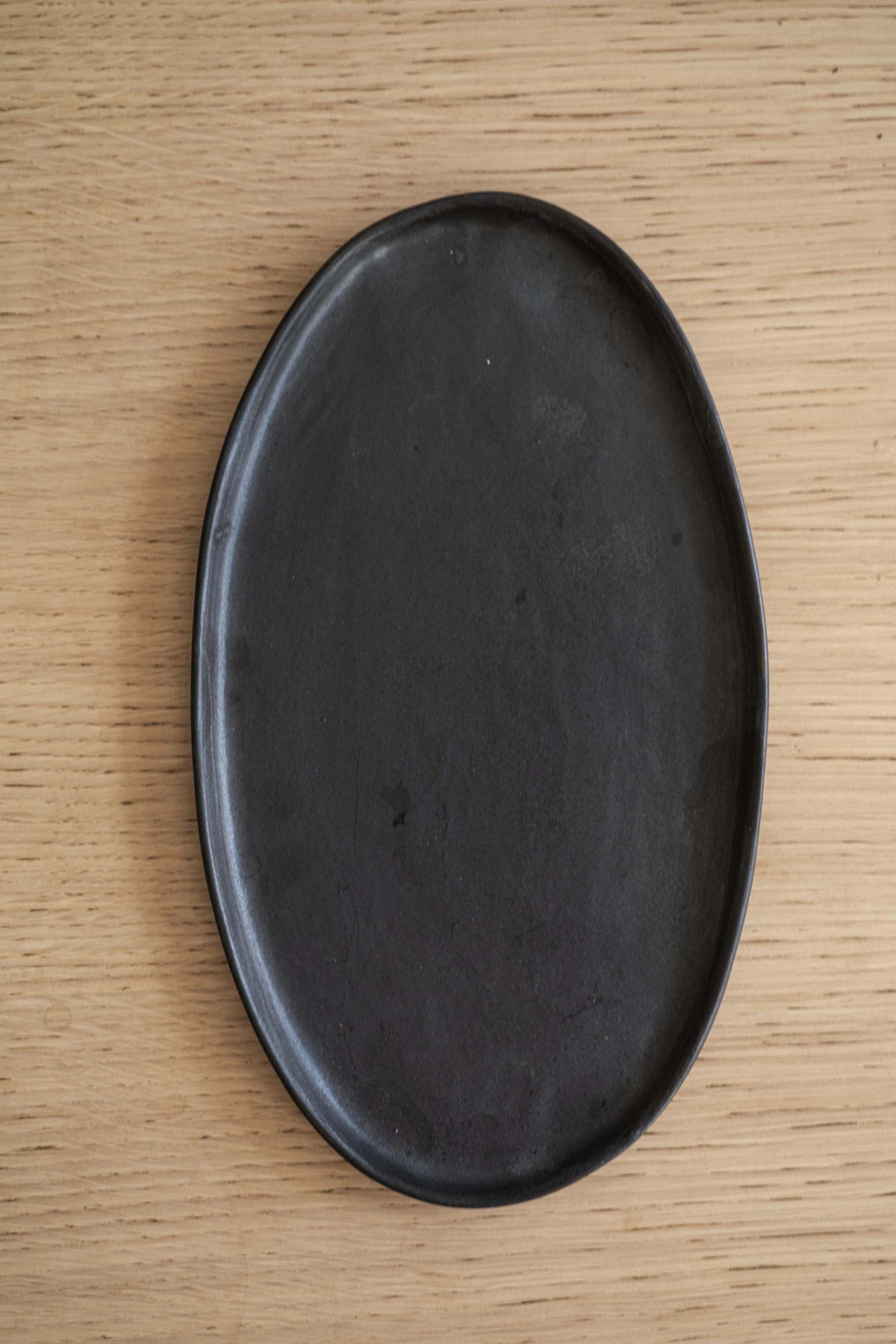 Black Matte Stoneware Oval Serving Platter