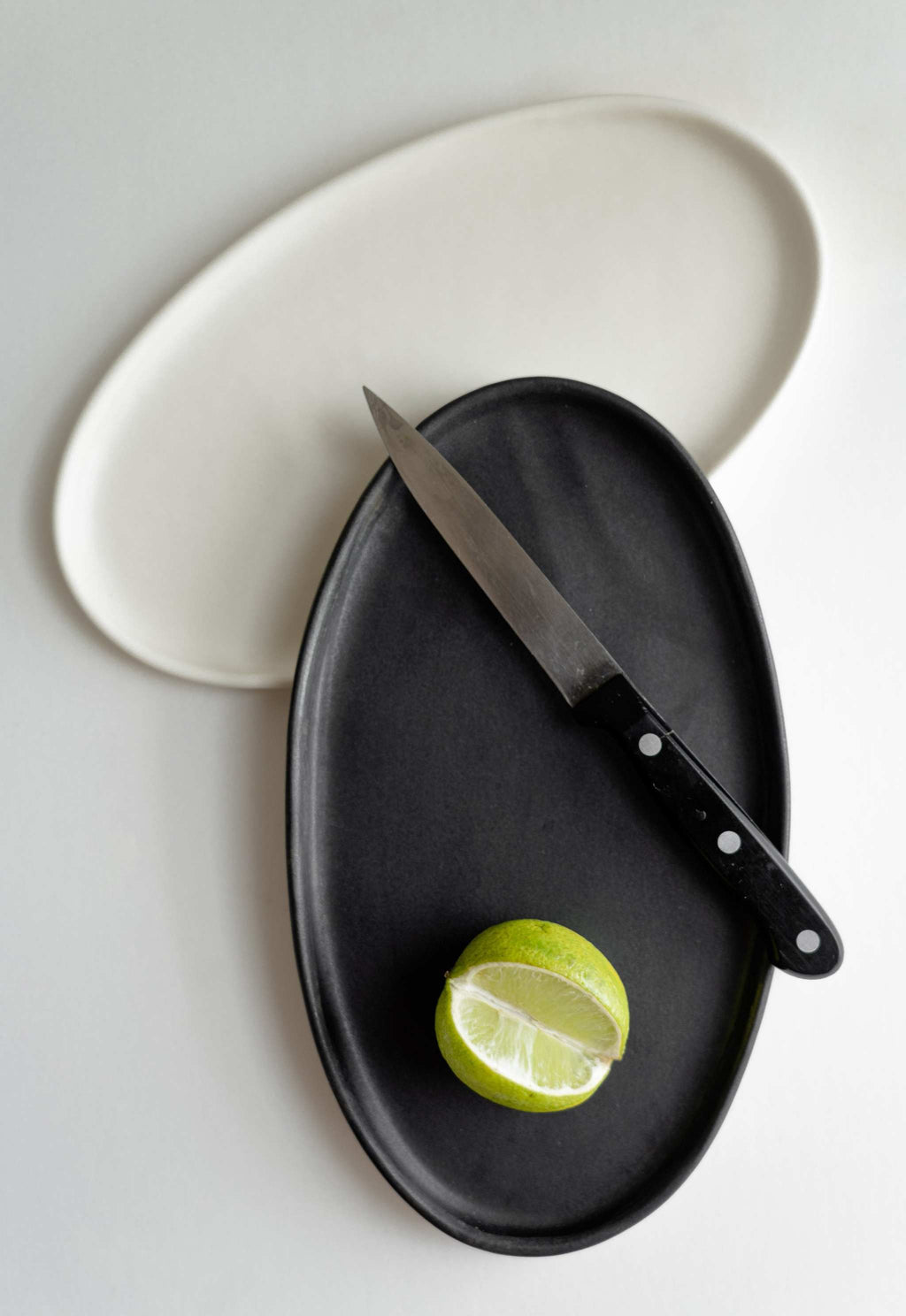 Black Matte Stoneware Oval Serving Platter
